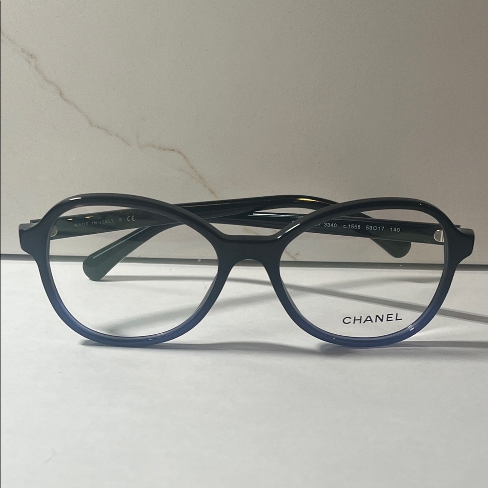 Authentic CHANEL black Gradient Blue Acetate Glasses 3340 c.1558